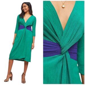 Anthropologie Moulinette Soeurs Textured Esme Knotted Dress Midi  - Size 6P